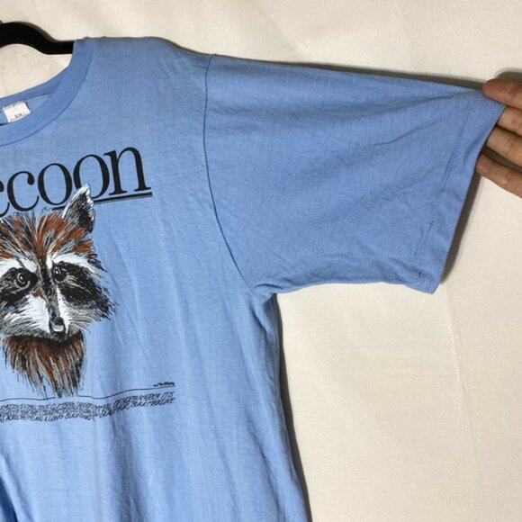 Vintage Tiger Brand Waves Blue Raccoon Graphic Tee T Shirt XL - Picture 9 of 16